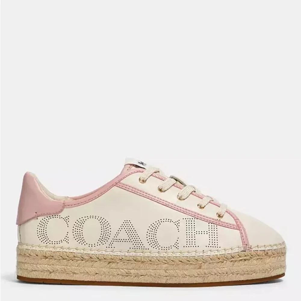 Coach Cate Pink and Cream Espadrille Sneakers size 10